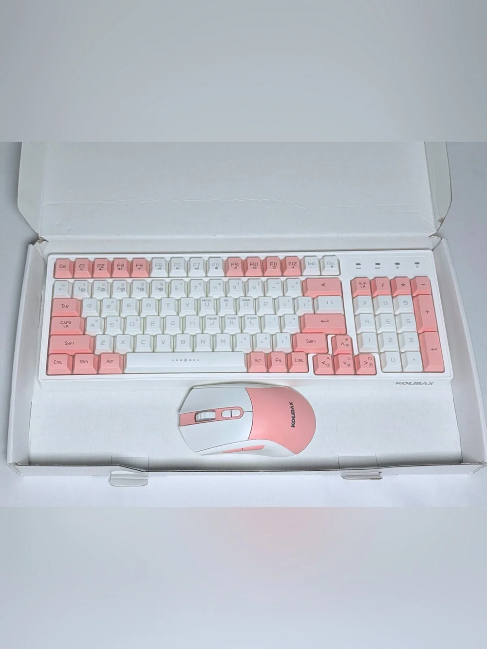 Kolmax CK98 Pink White Wireless Gaming Keyboard Mouse Combo Very Good